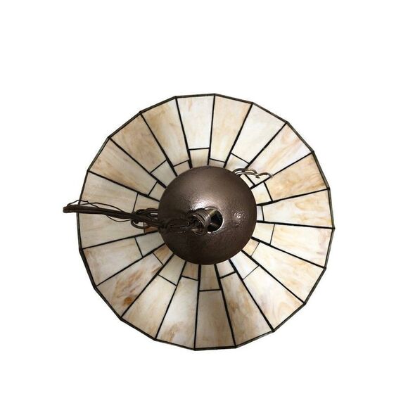 Vintage Stained Glass Swag Hanging Lamp Elegant Design Arts and Crafts Style - Picture 6 of 7